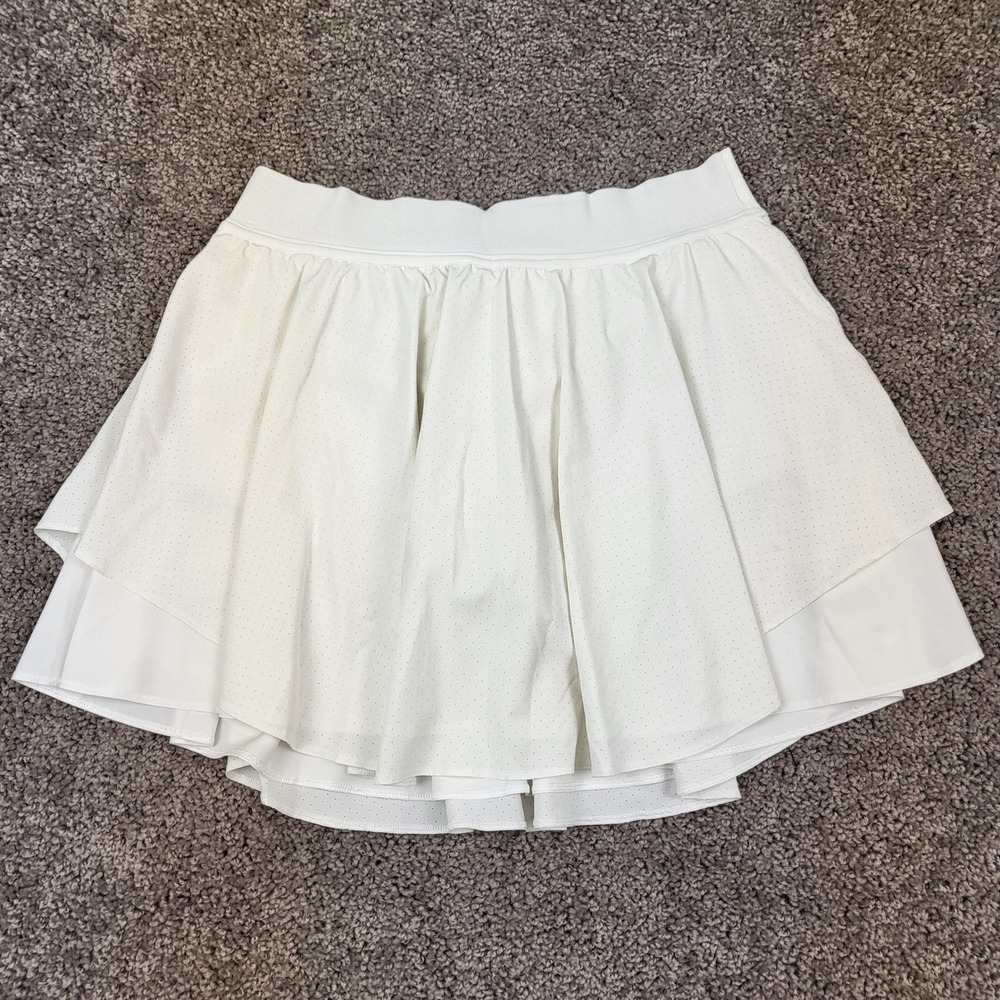 Lululemon Court Rival Skirt Women 8 White Excellent High Rise Tennis Mini Skort